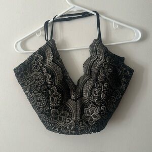 WINDSOR - Black & Gold Lace Crop Too